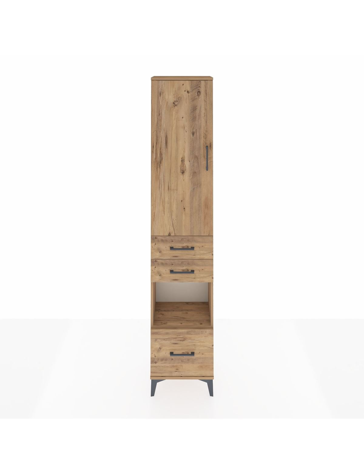 Arges Dolap 3 Raflı 3 Çekmeceli Tek Askılı 44x30x221 Çam-Çam