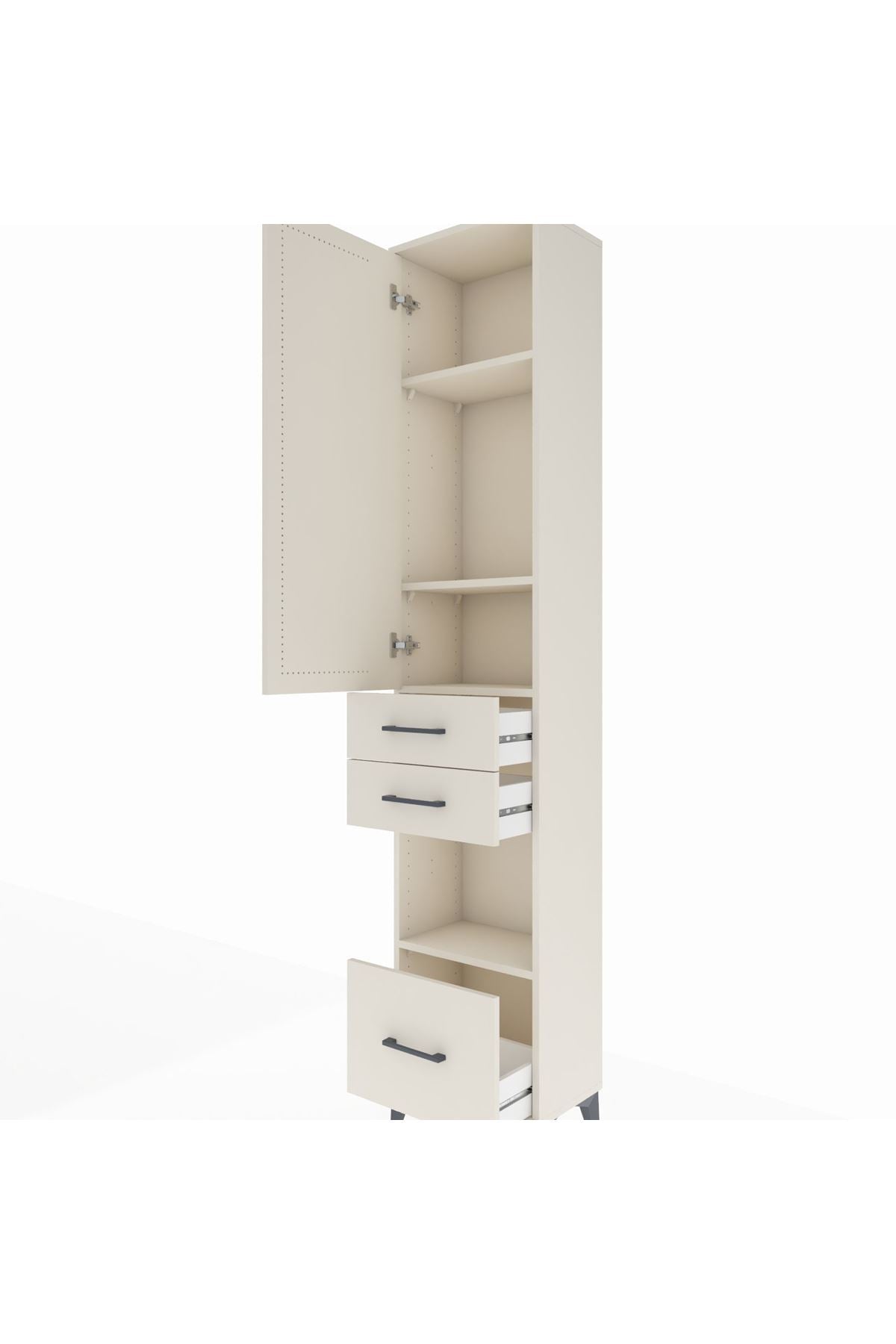 Arges Dolap 4 Raflı 3 Çekmeceli Tek Kapaklı 44x30x221 Aytaşı-Aytaşı