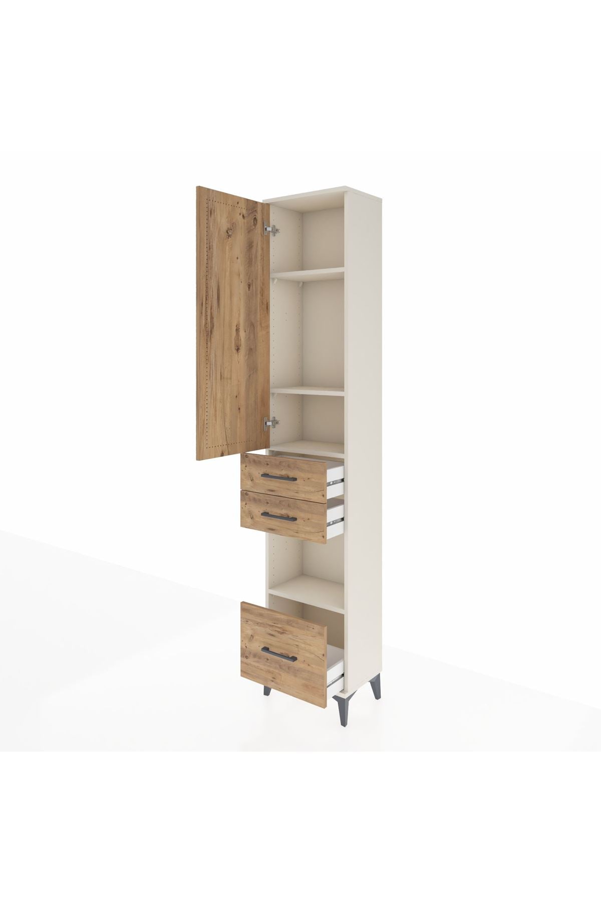 Arges Dolap 4 Raflı 3 Çekmeceli Tek Kapaklı 44x30x221 Aytaşı-Çam