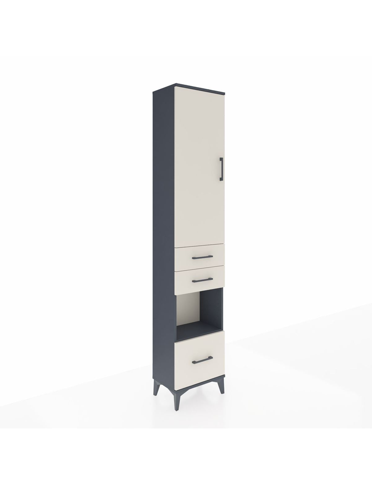 Arges Dolap 4 Raflı 3 Çekmeceli Tek Kapaklı 44x30x221 Antrasit-Aytaşı