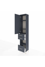 Arges Dolap 4 Raflı 3 Çekmeceli Tek Kapaklı 44x30x221 Antrasit-Antrasit