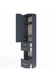 Arges Dolap 4 Raflı 3 Çekmeceli Tek Kapaklı 44x30x221 Antrasit-Antrasit