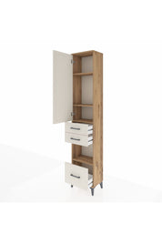 Arges Dolap 4 Raflı 3 Çekmeceli Tek Kapaklı 44x30x221 Çam-Aytaşı
