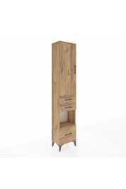 Arges Dolap 4 Raflı 3 Çekmeceli Tek Kapaklı 44x30x221 Çam-Çam