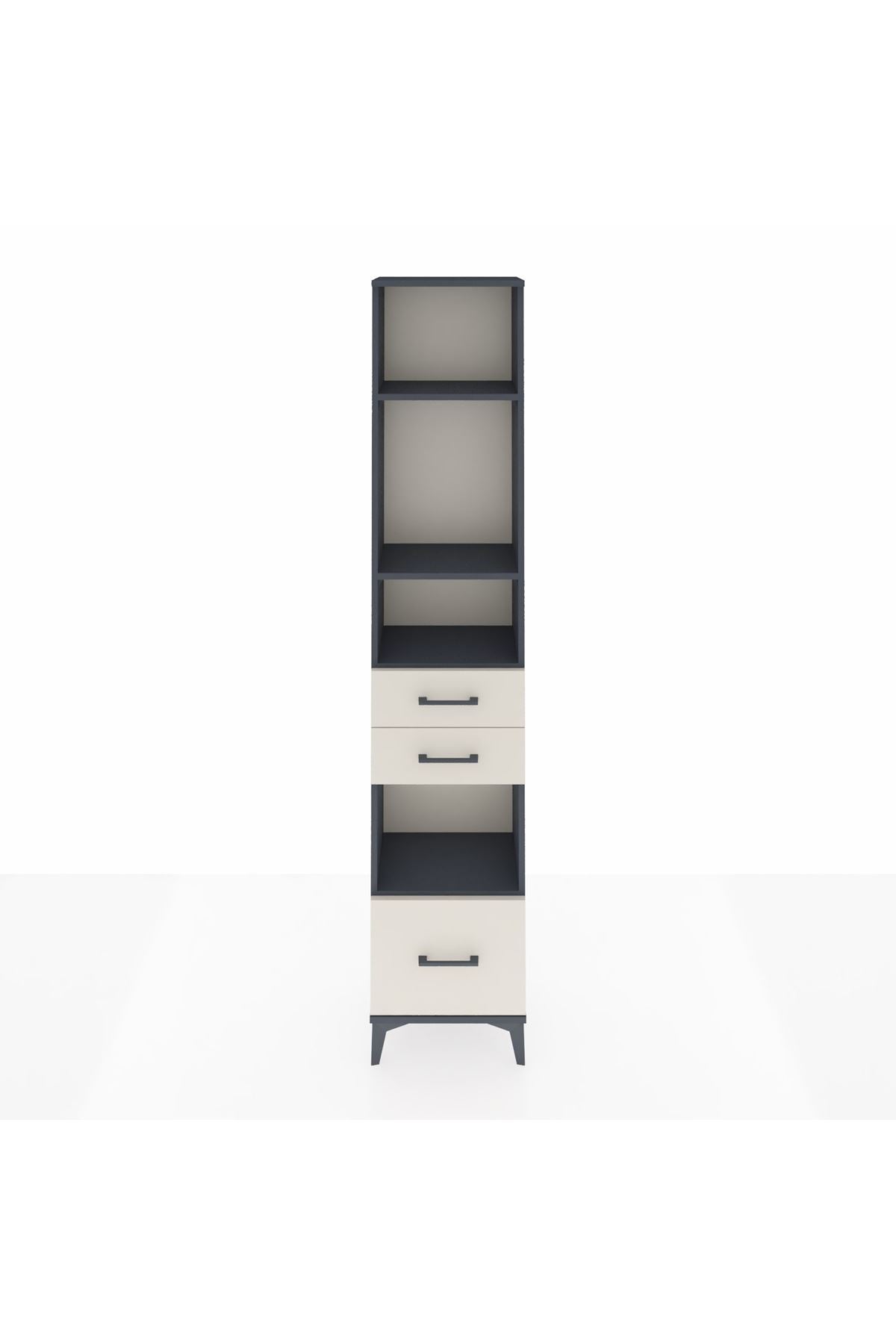 Arges Dolap 4 Raflı 3 Çekmeceli 44x30x221 Antrasit-Aytaşı