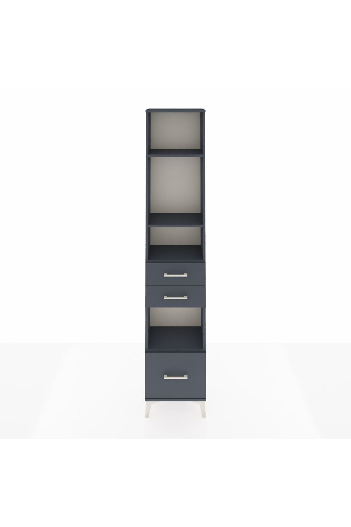 Arges Dolap 4 Raflı 3 Çekmeceli 44x30x221 Antrasit-Antrasit