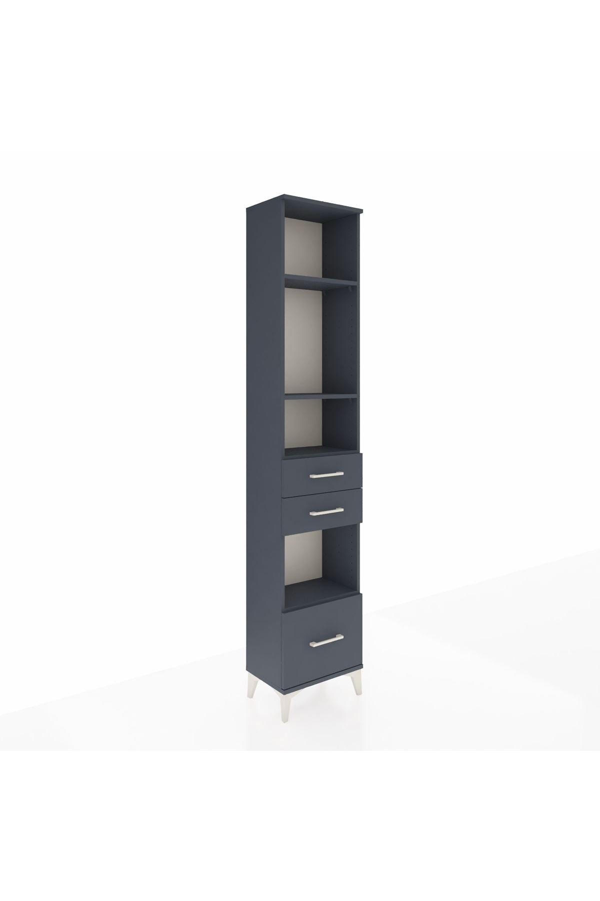 Arges Dolap 4 Raflı 3 Çekmeceli 44x30x221 Antrasit-Antrasit