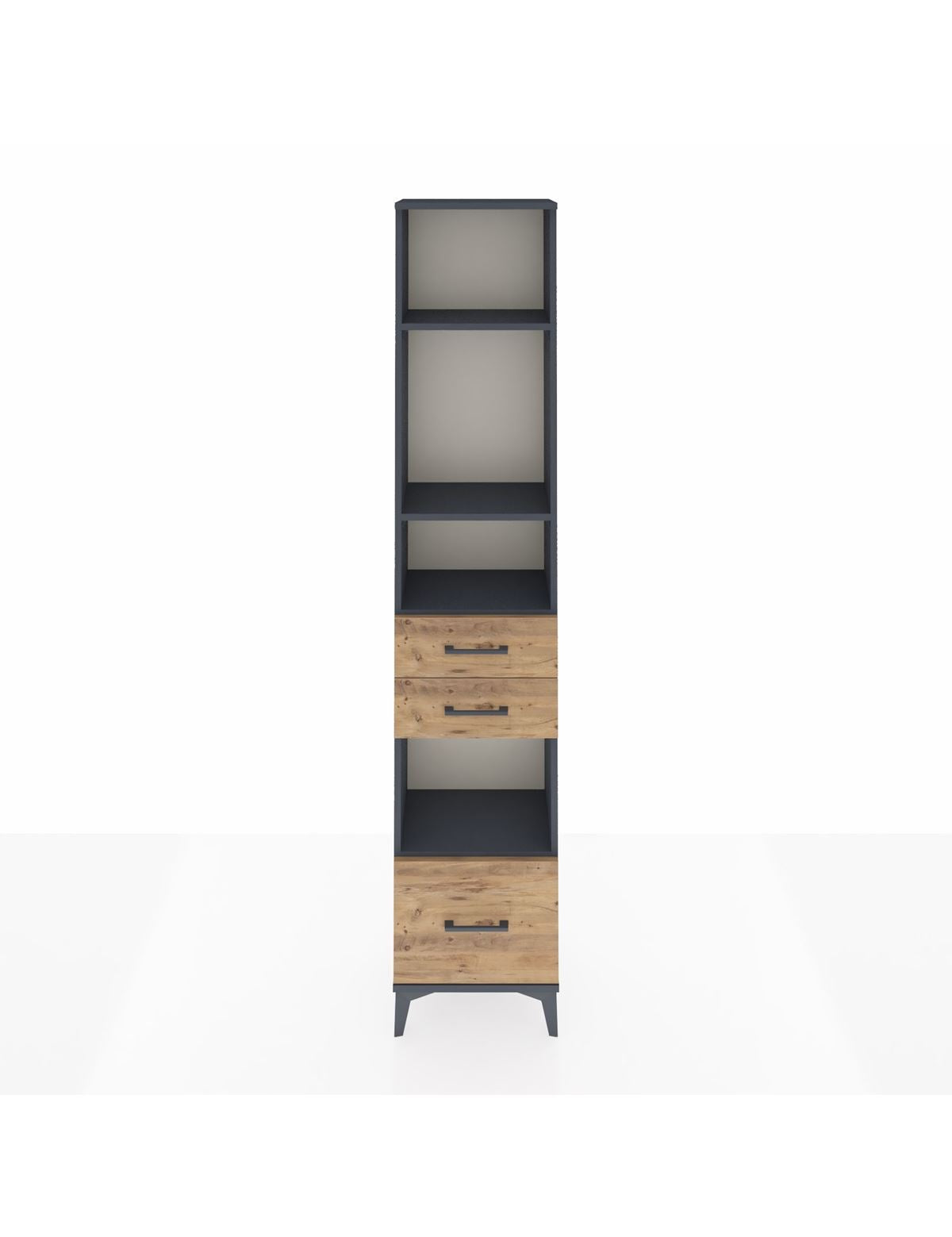 Arges Dolap 4 Raflı 3 Çekmeceli 44x30x221 Antrasit-Çam