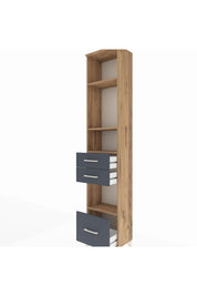 Arges Dolap 4 Raflı 3 Çekmeceli 44x30x221 Çam-Antrasit