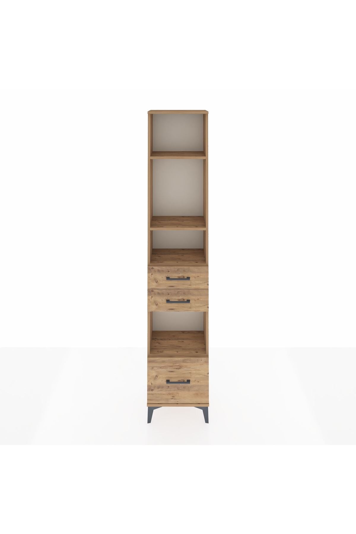 Arges Dolap 4 Raflı 3 Çekmeceli 44x30x221 Çam-Çam