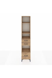 Arges Dolap 4 Raflı 3 Çekmeceli 44x30x221 Çam-Çam