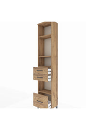 Arges Dolap 4 Raflı 3 Çekmeceli 44x30x221 Çam-Çam