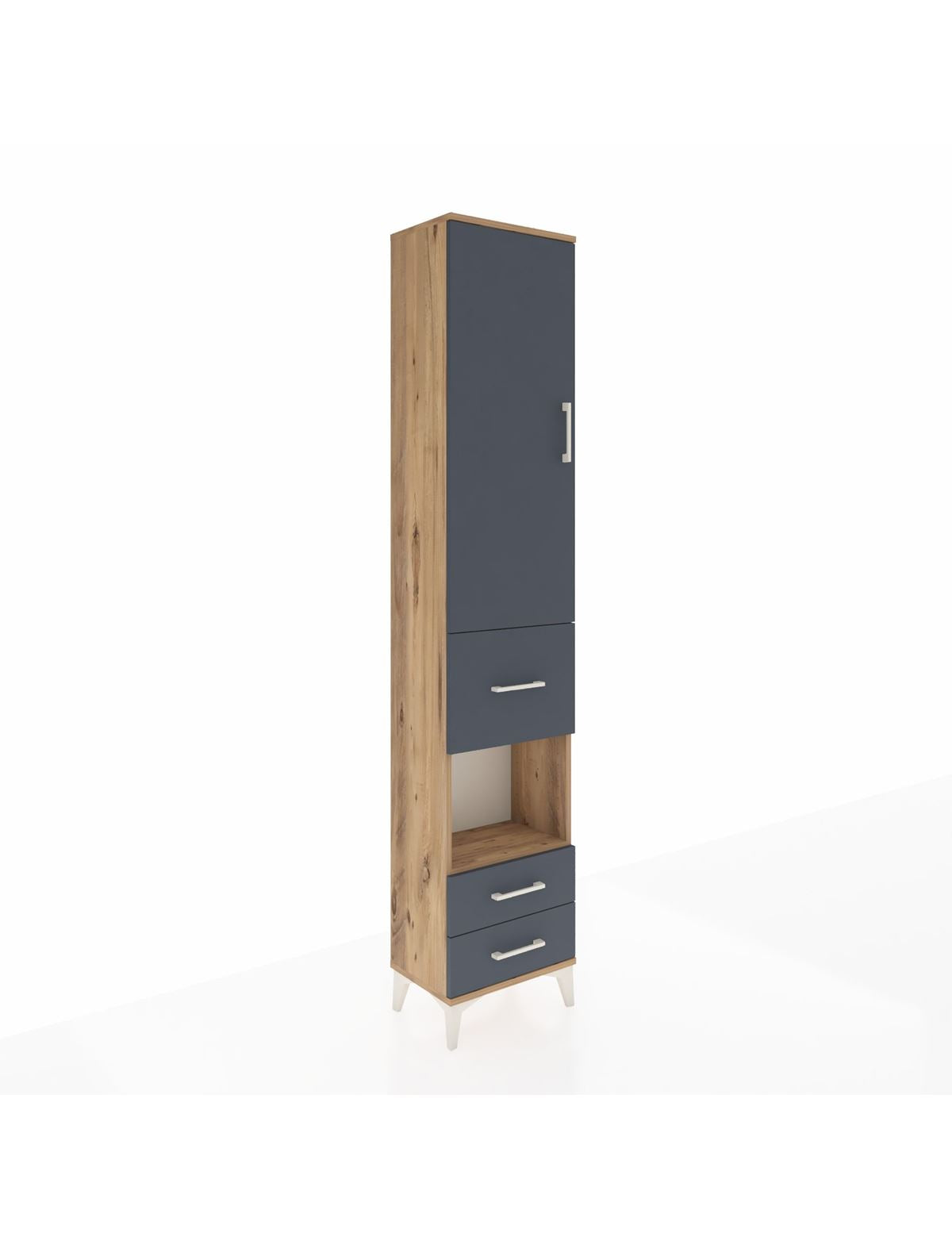 Arges Dolap 3 Raflı 3 Çekmeceli Tek Askılı 44x30x221 Çam-Antrasit