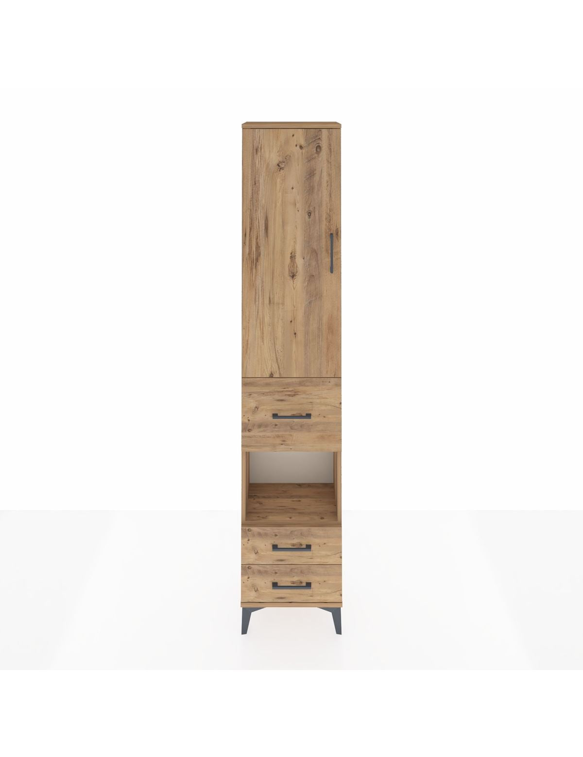 Arges Dolap 3 Raflı 3 Çekmeceli Tek Askılı 44x30x221 Çam-Çam