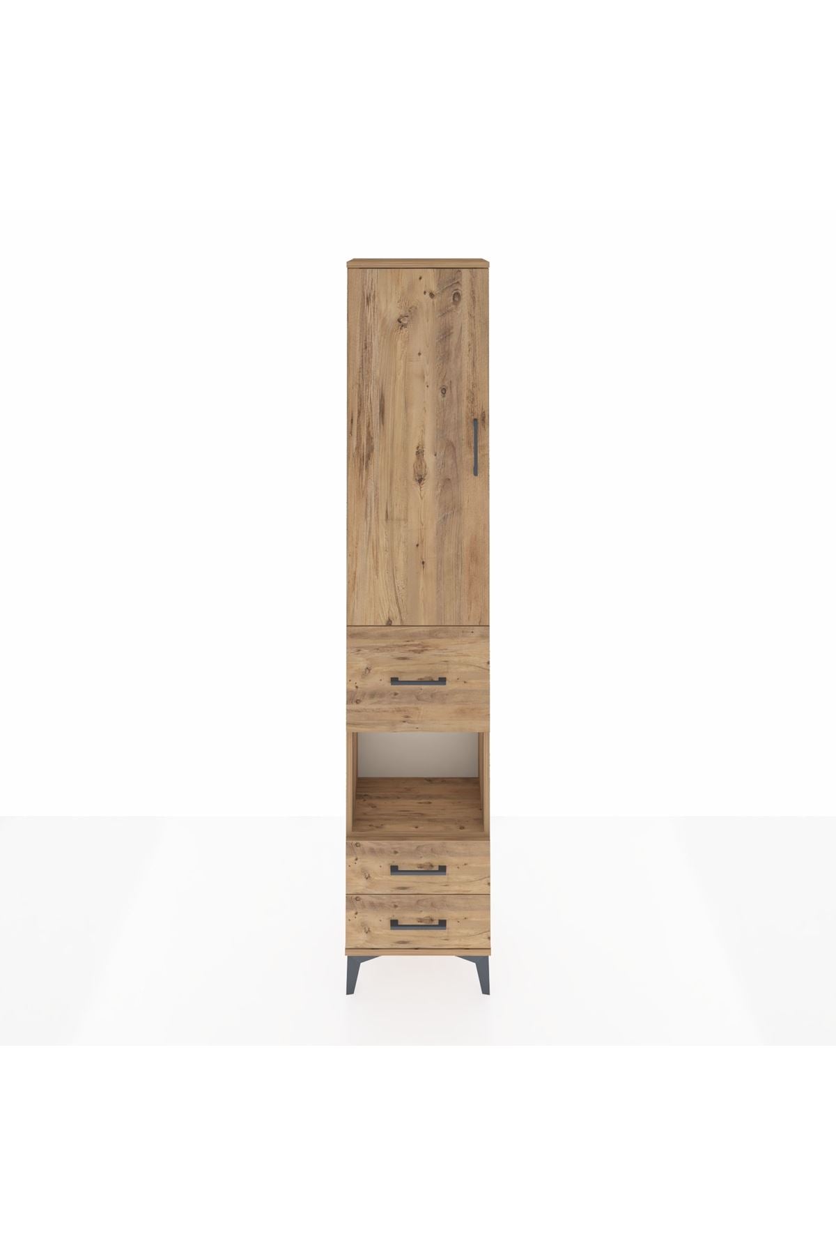 Arges Dolap 3 Raflı 3 Çekmeceli Tek Askılı 44x30x221 Çam-Çam