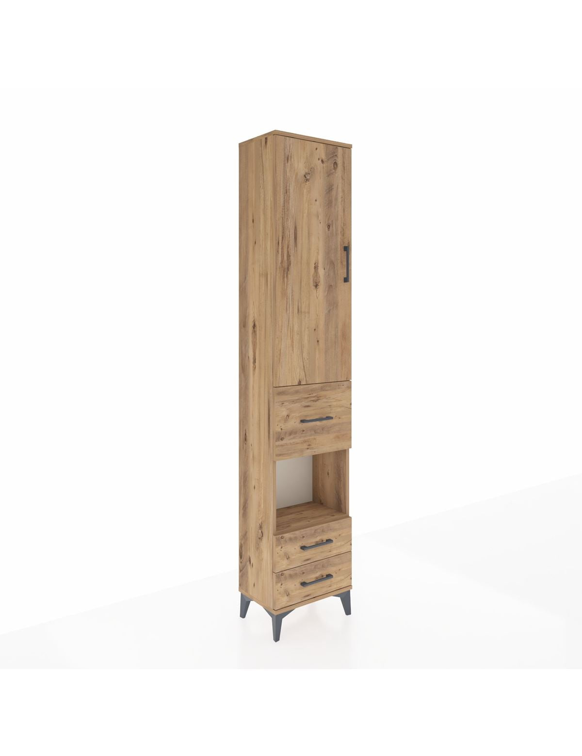 Arges Dolap 3 Raflı 3 Çekmeceli Tek Askılı 44x30x221 Çam-Çam