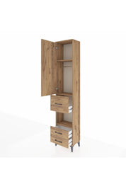 Arges Dolap 3 Raflı 3 Çekmeceli Tek Askılı 44x30x221 Çam-Çam