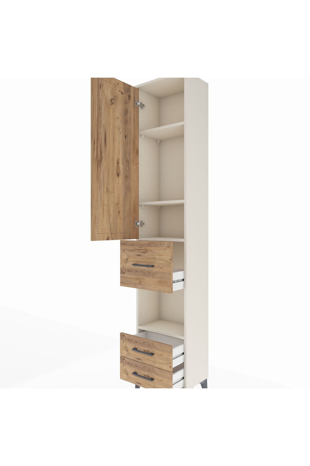 Arges Dolap 4 Raflı 3 Çekmeceli Tek Kapaklı 44x30x221 Aytaşı-Çam