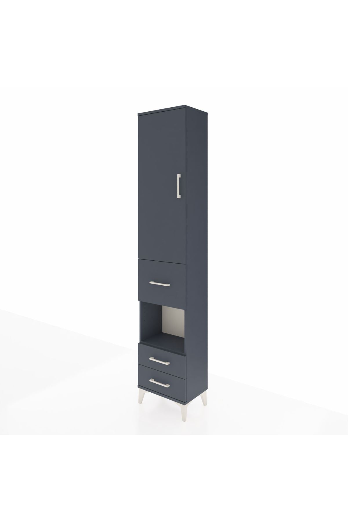 Arges Dolap 4 Raflı 3 Çekmeceli Tek Kapaklı 44x30x221 Antrasit-Antrasit