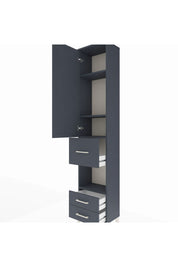 Arges Dolap 4 Raflı 3 Çekmeceli Tek Kapaklı 44x30x221 Antrasit-Antrasit