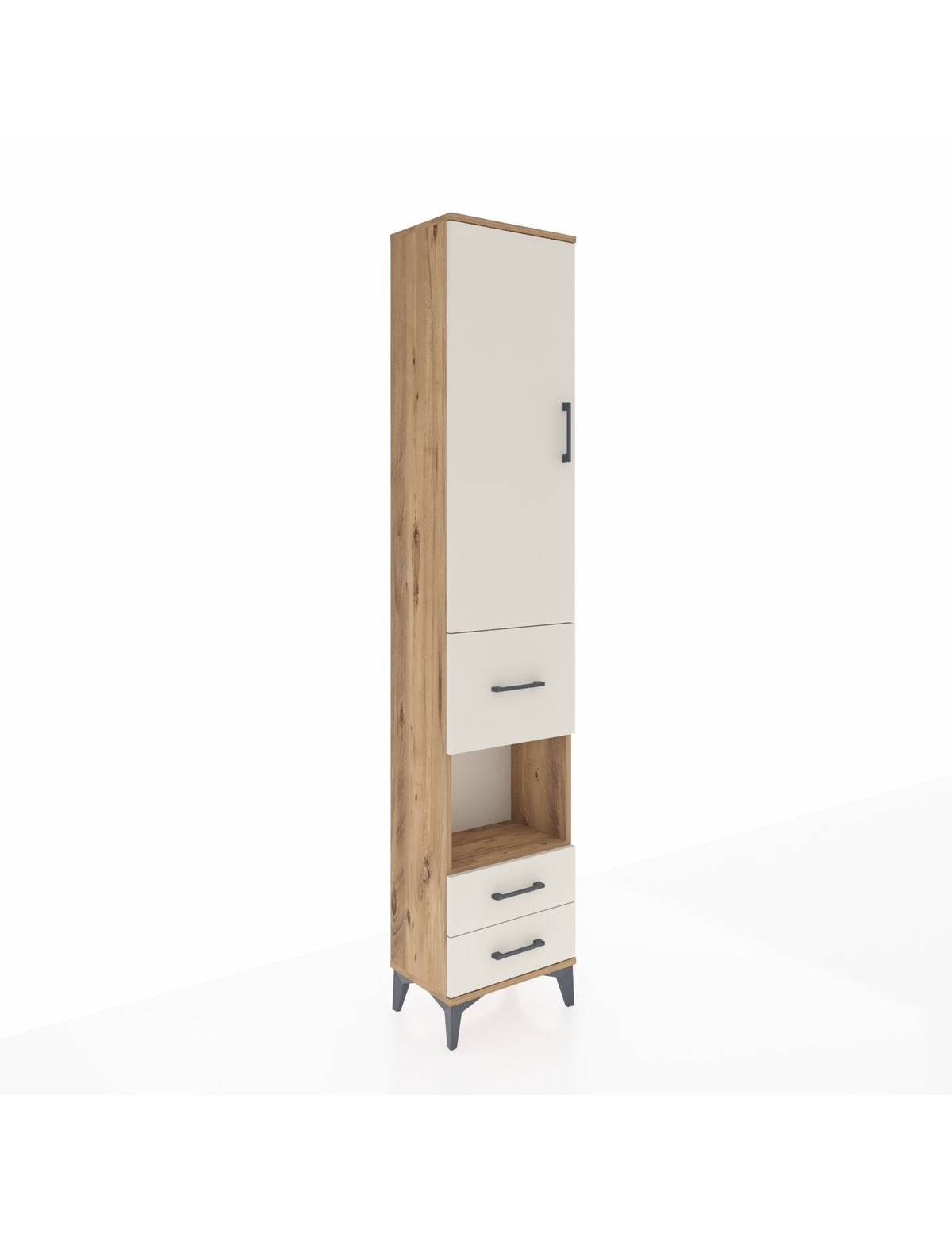 Arges Dolap 4 Raflı 3 Çekmeceli Tek Kapaklı 44x30x221 Çam-Aytaşı