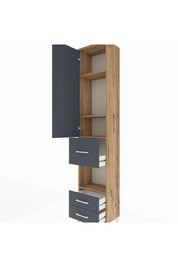 Arges Dolap 4 Raflı 3 Çekmeceli Tek Kapaklı 44x30x221 Çam-Antrasit