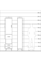 Arges Dolap 4 Raflı 3 Çekmeceli Tek Kapaklı 44x30x221 Çam-Antrasit
