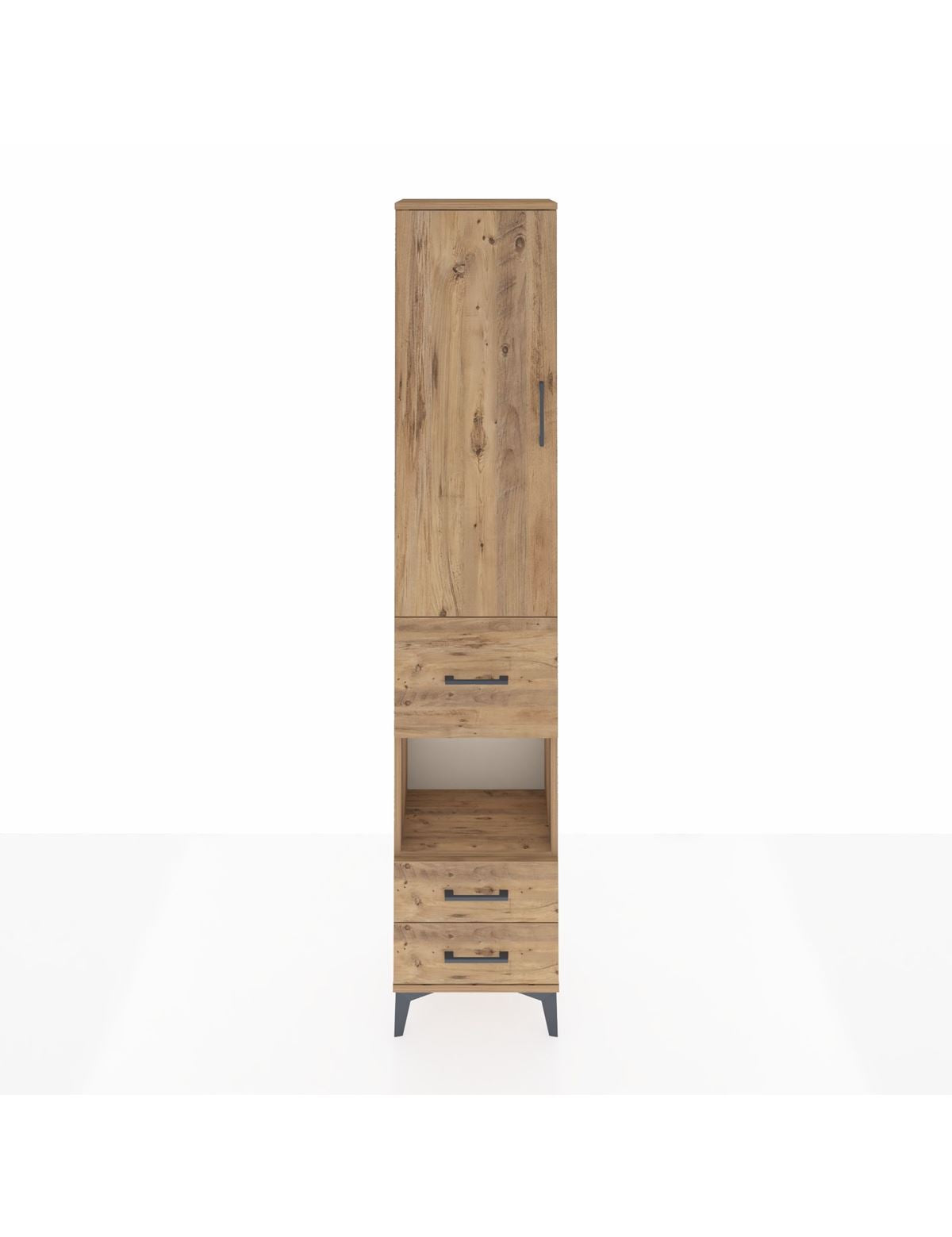 Arges Dolap 4 Raflı 3 Çekmeceli Tek Kapaklı 44x30x221 Çam-Çam