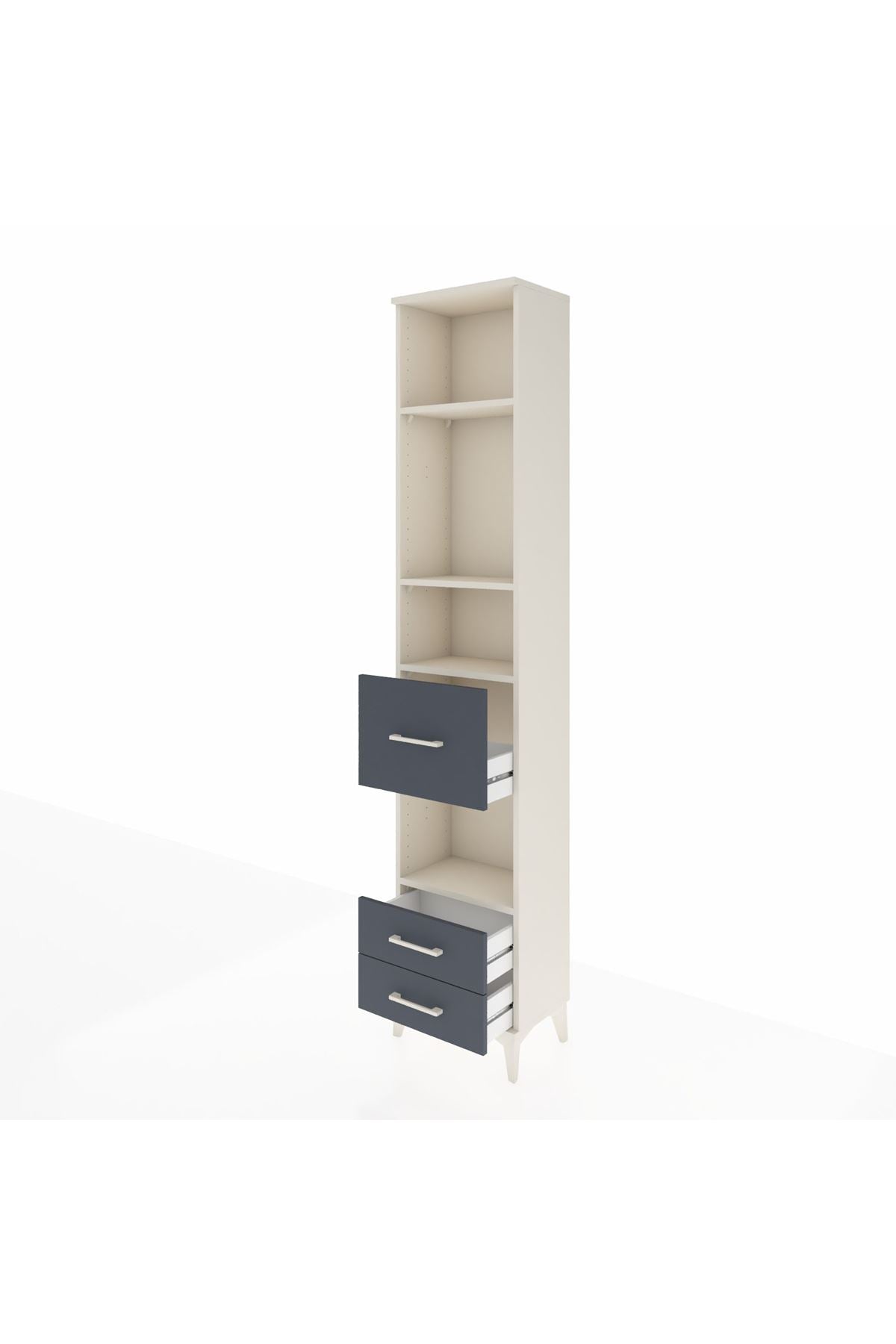 Arges Dolap 4 Raflı 3 Çekmeceli 44x30x221 Aytaşı-Antrasit