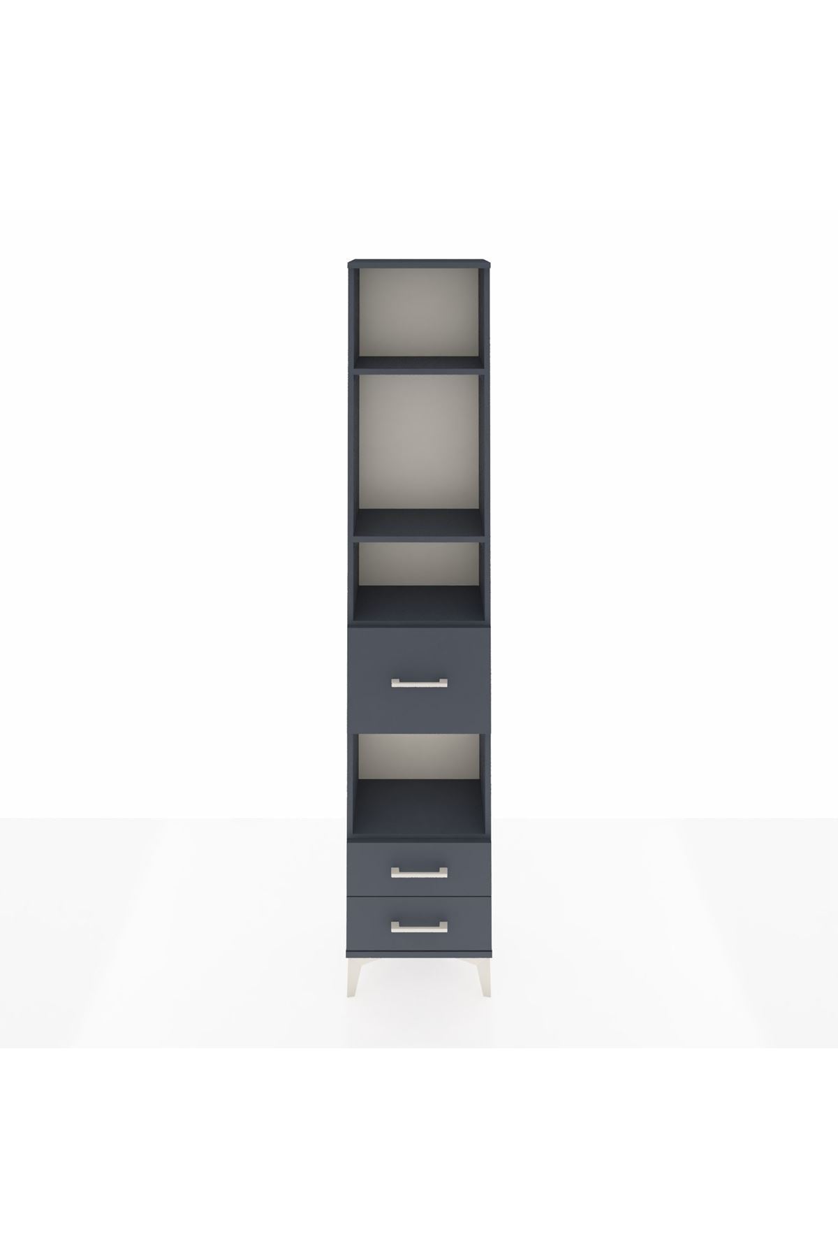 Arges Dolap 4 Raflı 3 Çekmeceli 44x30x221 Antrasit-Antrasit