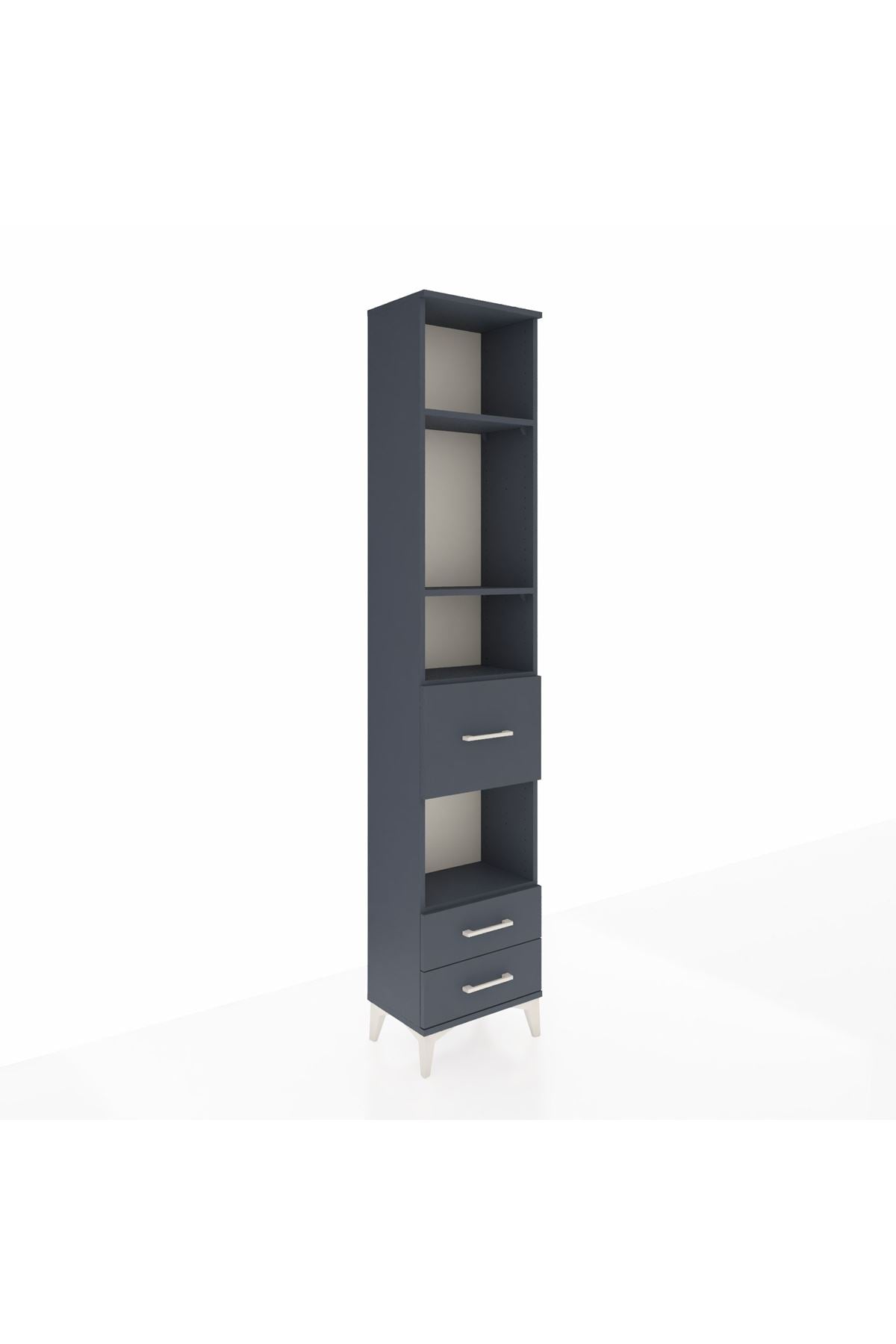 Arges Dolap 4 Raflı 3 Çekmeceli 44x30x221 Antrasit-Antrasit