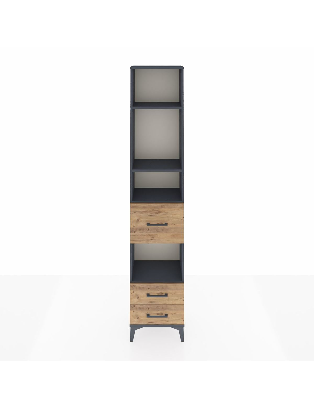 Arges Dolap 4 Raflı 3 Çekmeceli 44x30x221 Antrasit-Çam