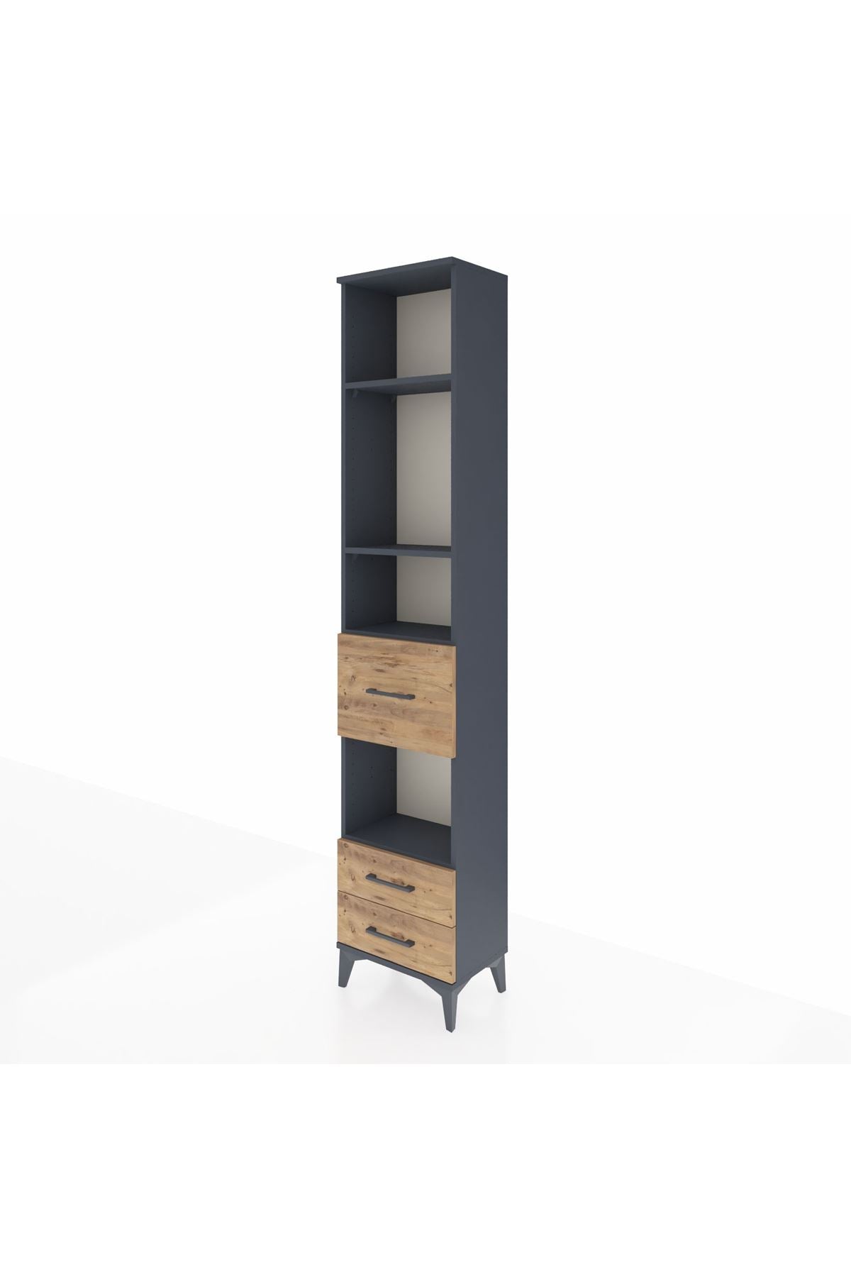 Arges Dolap 4 Raflı 3 Çekmeceli 44x30x221 Antrasit-Çam