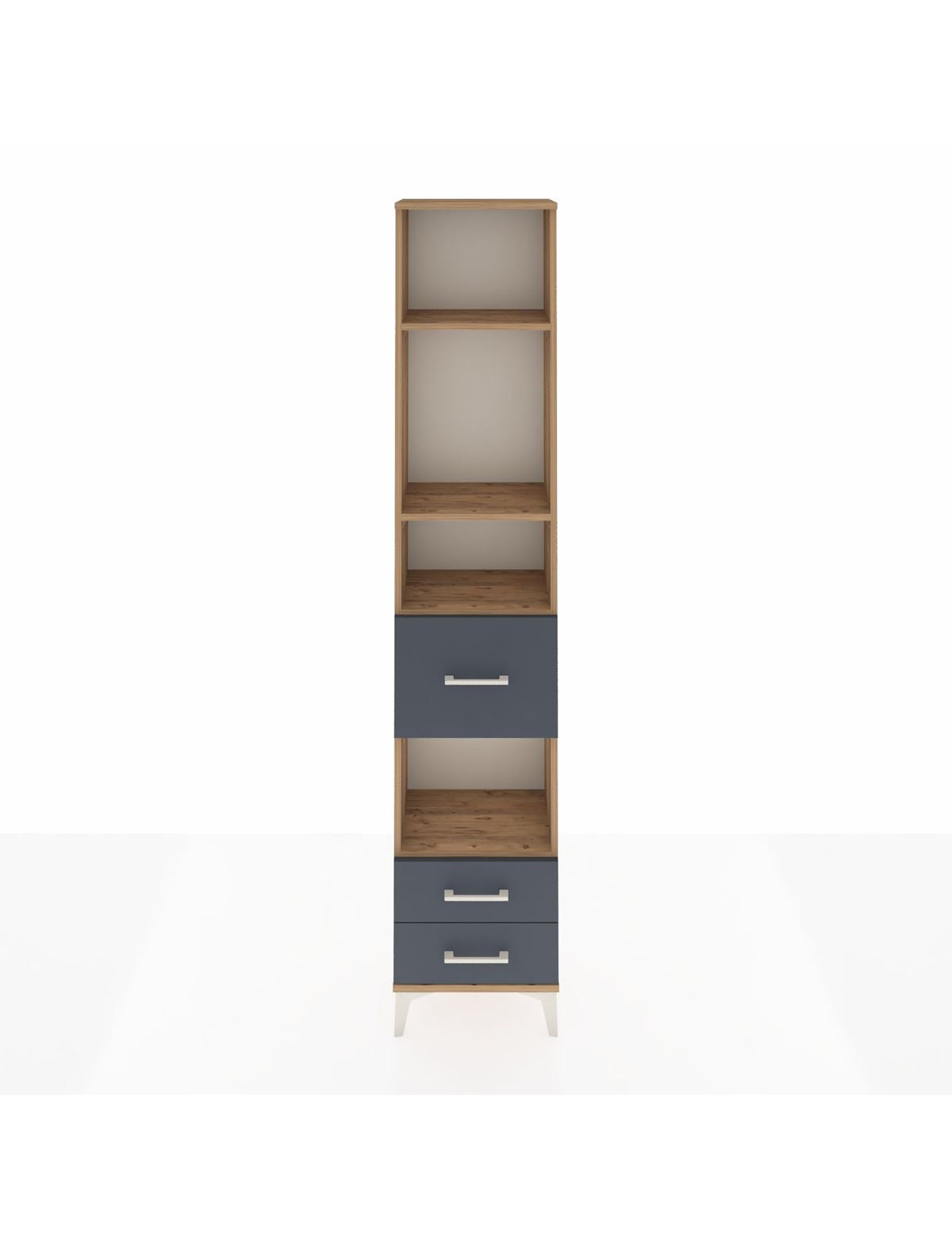 Arges Dolap 4 Raflı 3 Çekmeceli 44x30x221 Çam-Antrasit