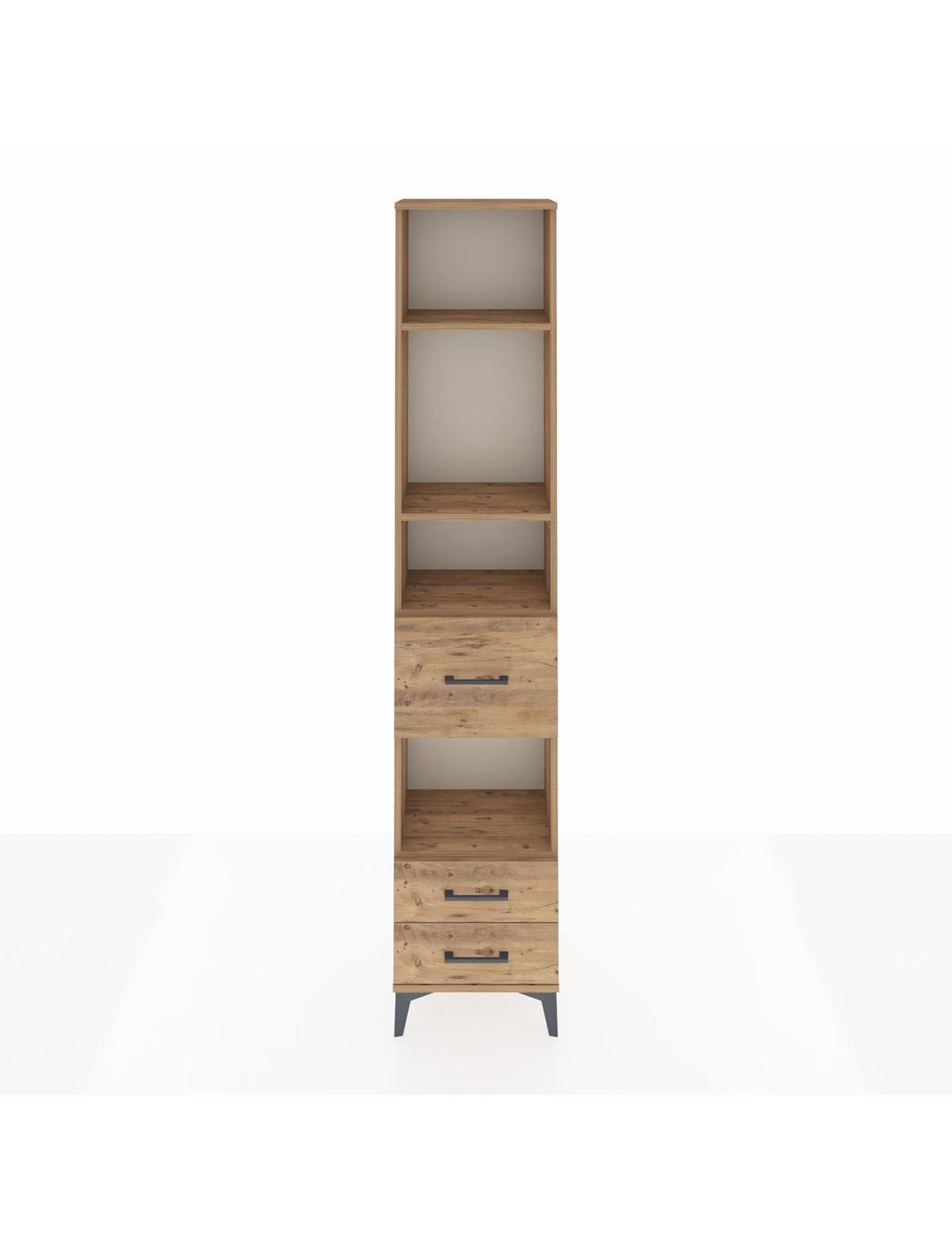 Arges Dolap 4 Raflı 3 Çekmeceli 44x30x221 Çam-Çam