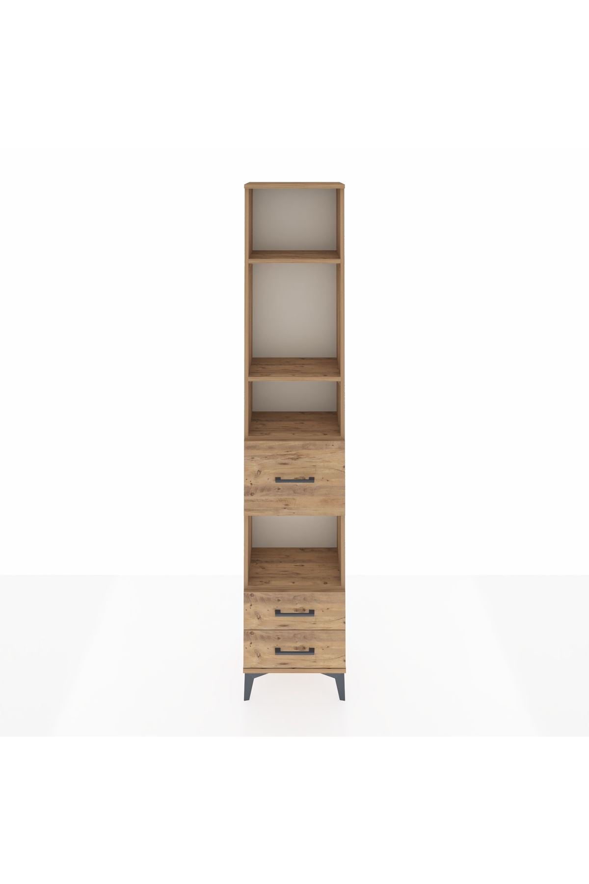 Arges Dolap 4 Raflı 3 Çekmeceli 44x30x221 Çam-Çam