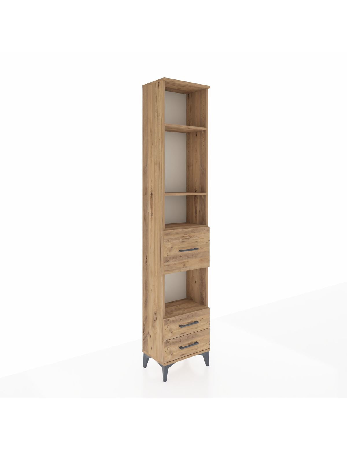 Arges Dolap 4 Raflı 3 Çekmeceli 44x30x221 Çam-Çam