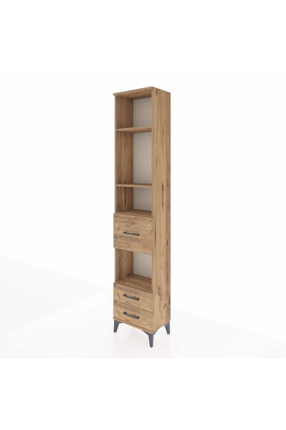 Arges Dolap 4 Raflı 3 Çekmeceli 44x30x221 Çam-Çam