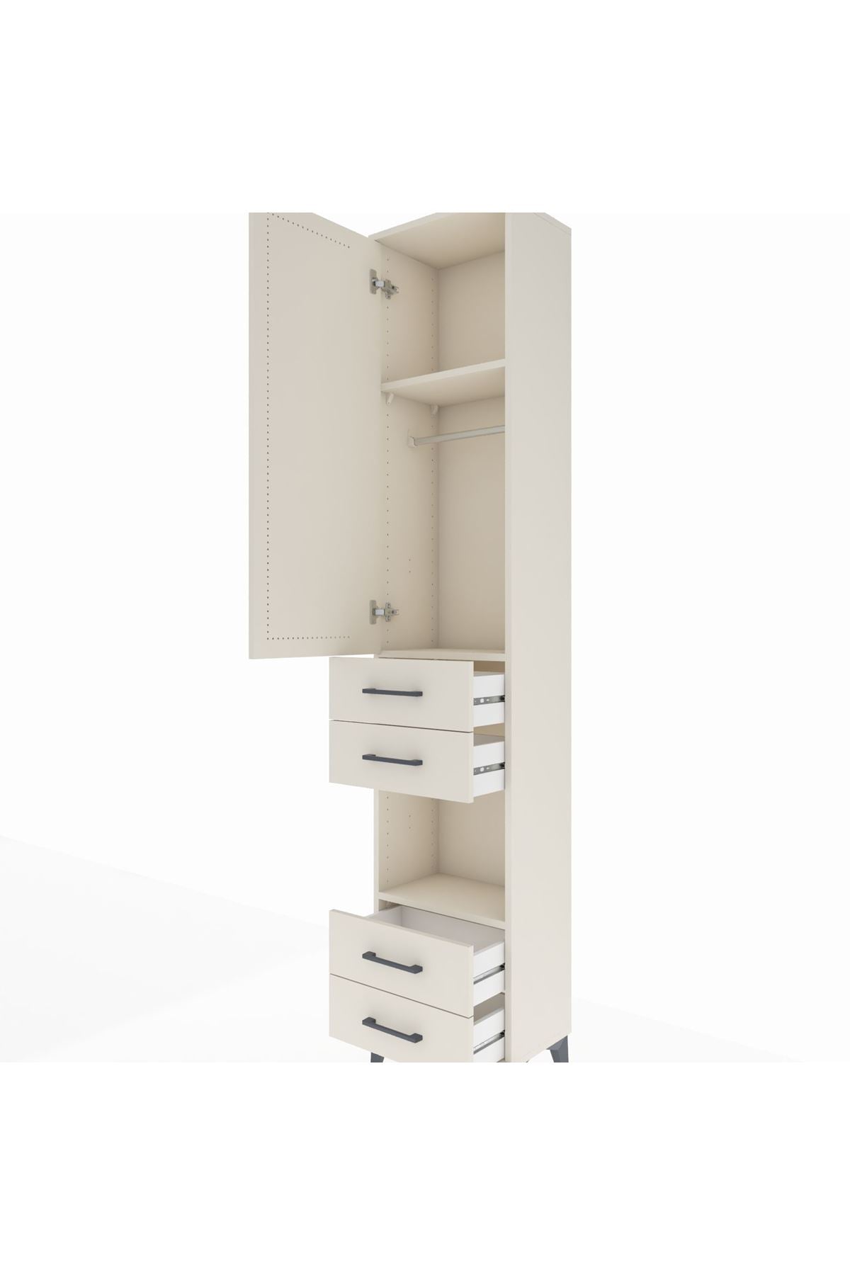 Arges Dolap 3 Raflı 4 Çekmeceli Tek Askılı 44x30x221 Aytaşı-Aytaşı