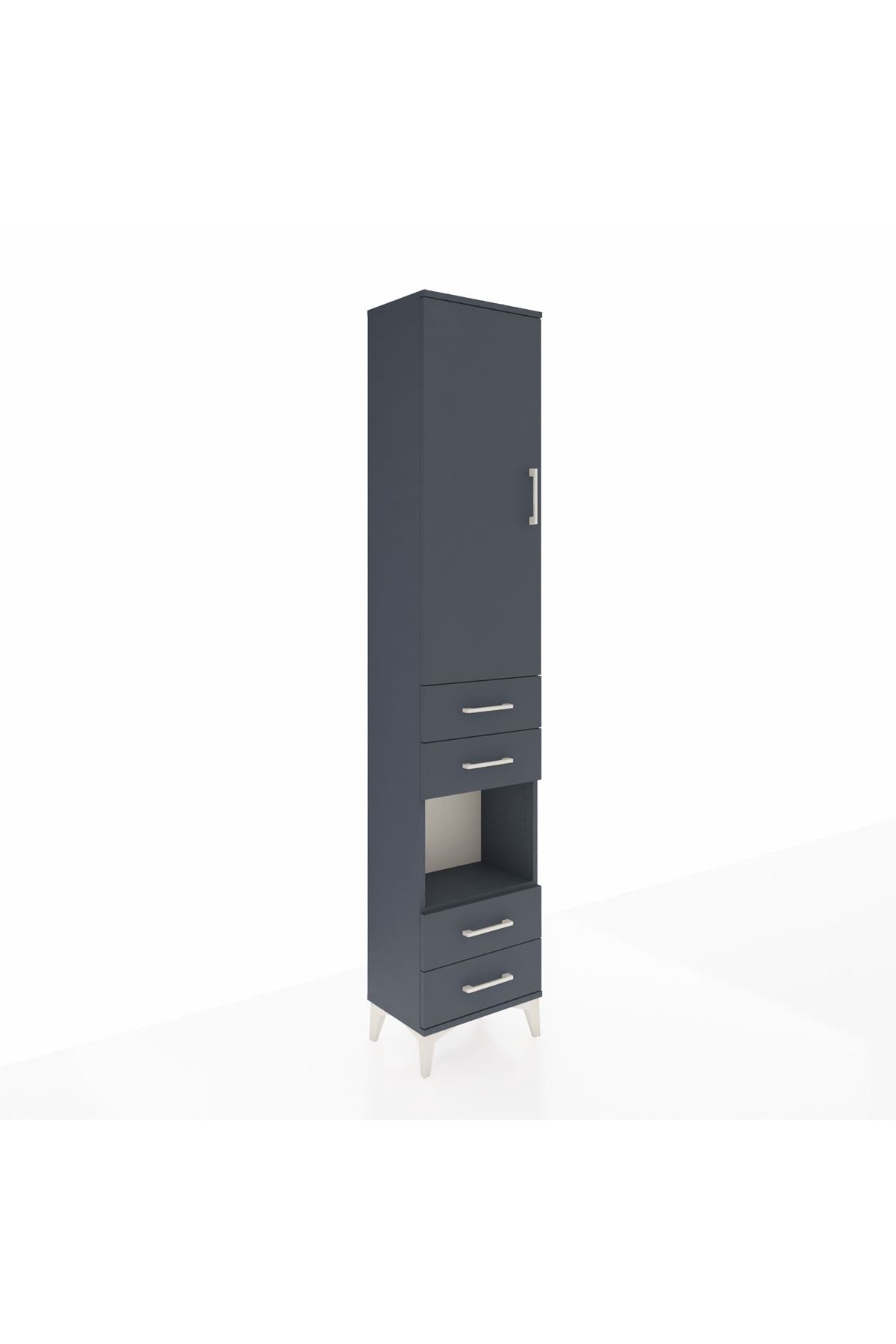 Arges Dolap 3 Raflı 4 Çekmeceli Tek Askılı 44x30x221 Antrasit-Antrasit