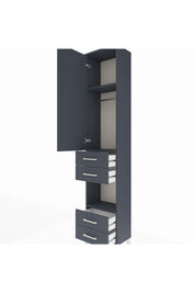 Arges Dolap 3 Raflı 4 Çekmeceli Tek Askılı 44x30x221 Antrasit-Antrasit