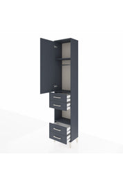 Arges Dolap 3 Raflı 4 Çekmeceli Tek Askılı 44x30x221 Antrasit-Antrasit