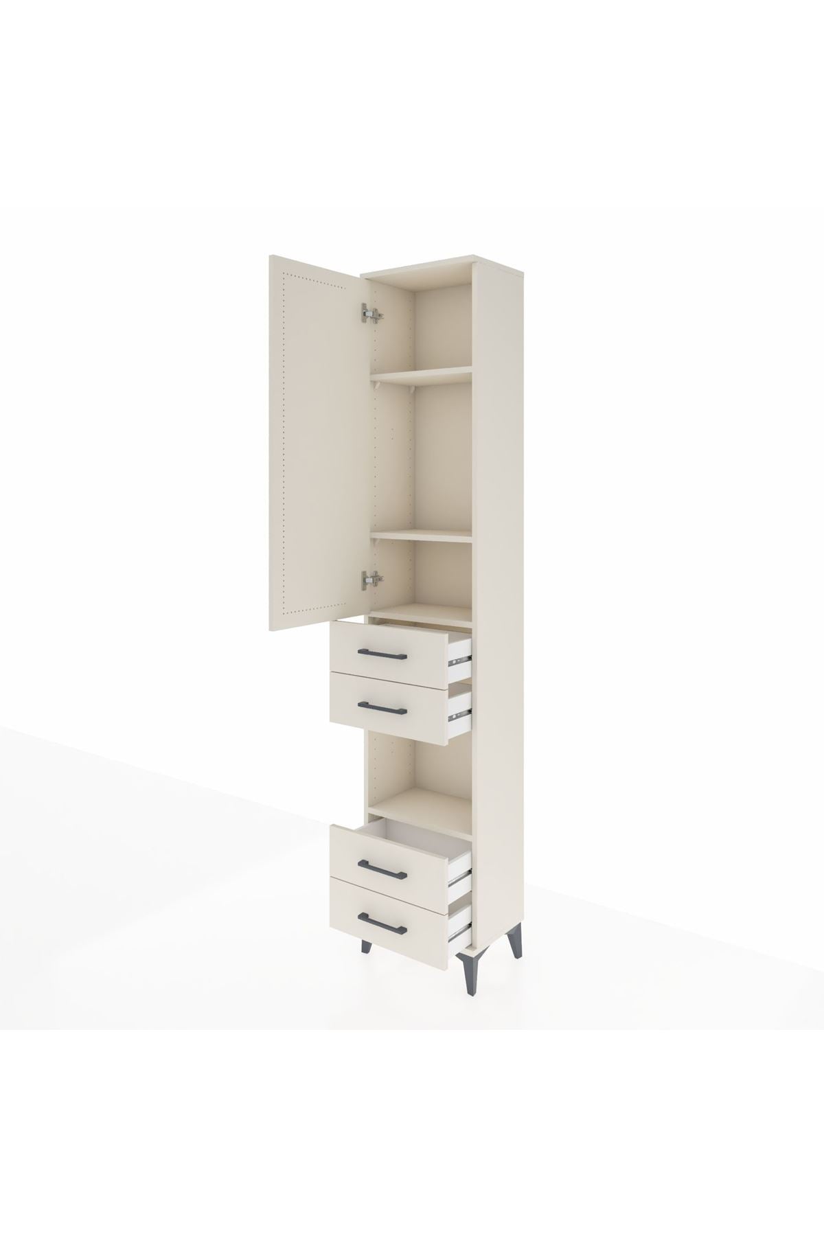 Arges Dolap 4 Raflı 4 Çekmeceli Tek Kapaklı 44x30x221 Aytaşı-Aytaşı