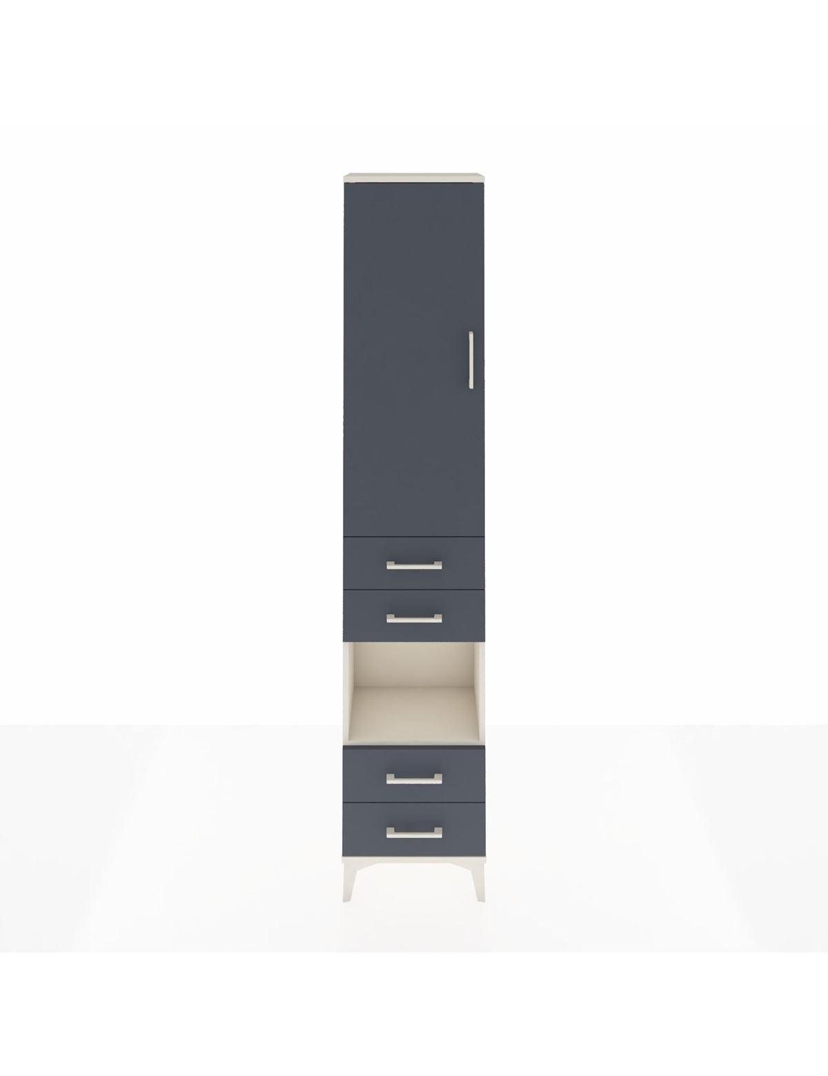 Arges Dolap 4 Raflı 4 Çekmeceli Tek Kapaklı 44x30x221 Aytaşı-Antrasit