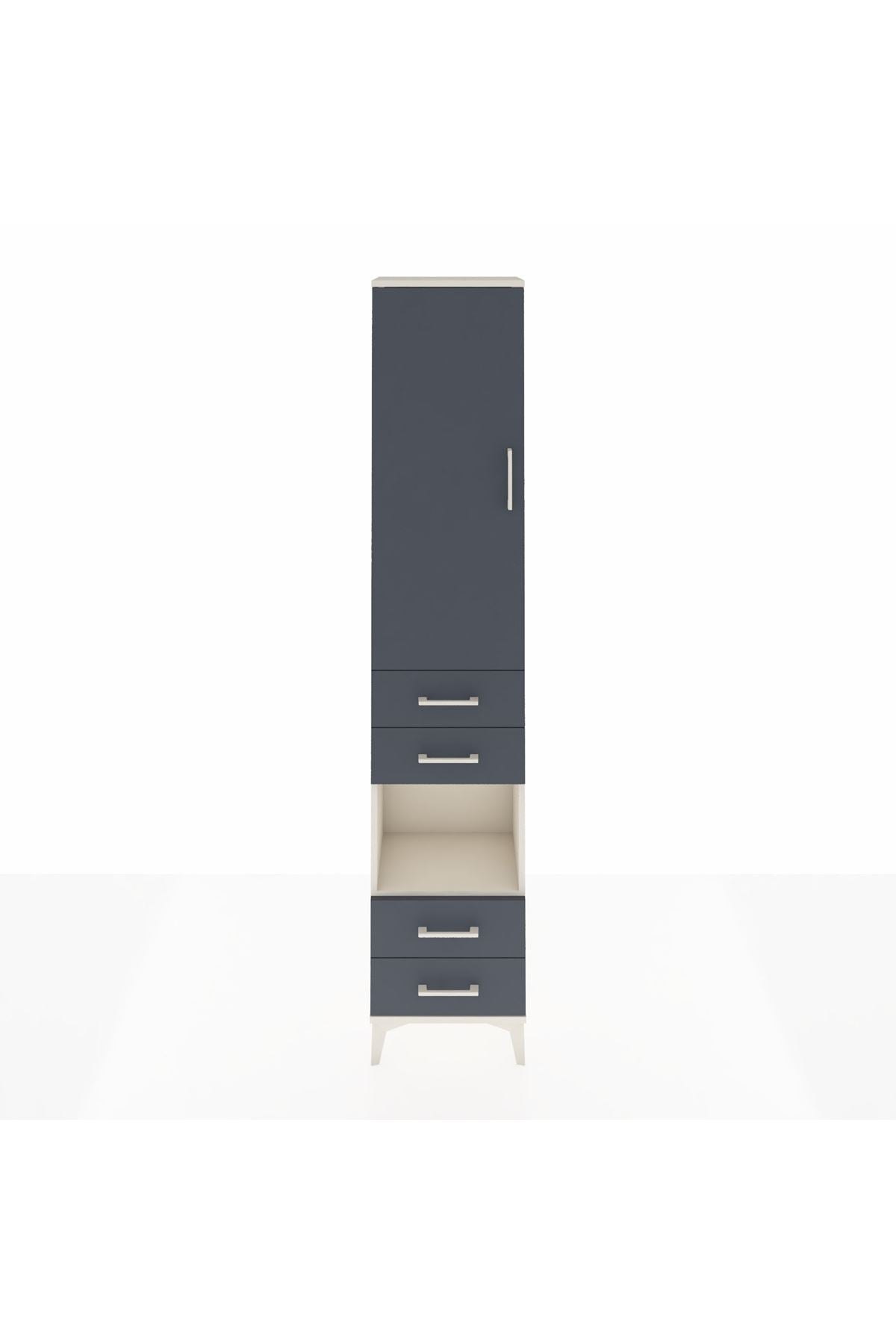 Arges Dolap 4 Raflı 4 Çekmeceli Tek Kapaklı 44x30x221 Aytaşı-Antrasit