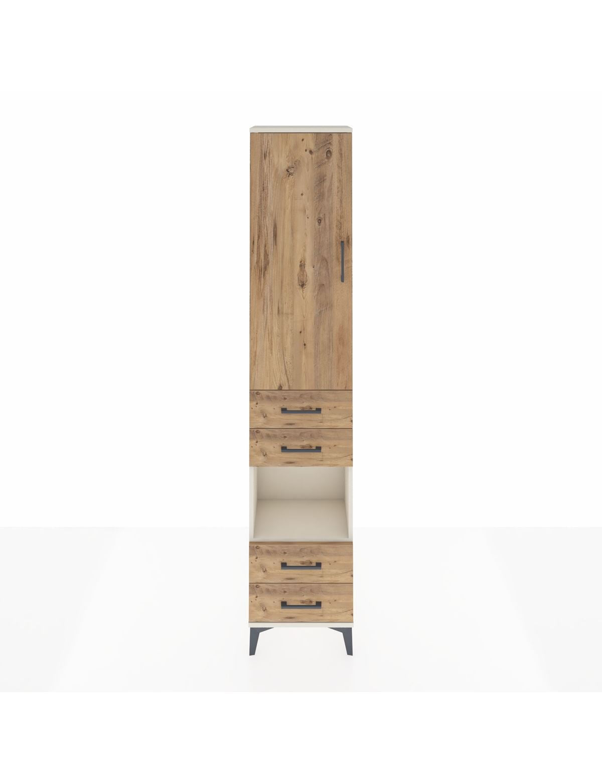 Arges Dolap 4 Raflı 4 Çekmeceli Tek Kapaklı 44x30x221 Aytaşı-Çam