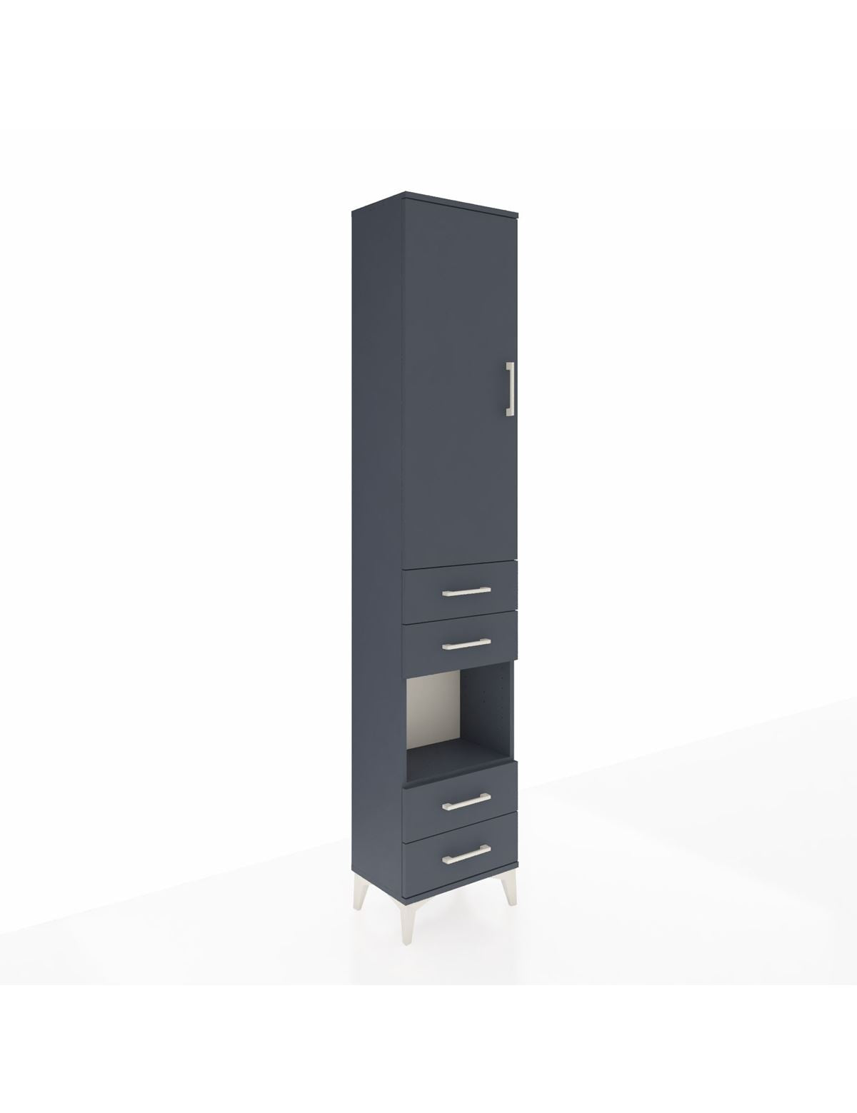 Arges Dolap 4 Raflı 4 Çekmeceli Tek Kapaklı 44x30x221 Antrasit-Antrasit