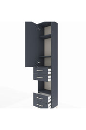 Arges Dolap 4 Raflı 4 Çekmeceli Tek Kapaklı 44x30x221 Antrasit-Antrasit