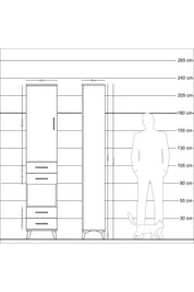 Arges Dolap 4 Raflı 4 Çekmeceli Tek Kapaklı 44x30x221 Antrasit-Çam
