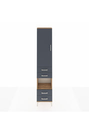 Arges Dolap 4 Raflı 4 Çekmeceli Tek Kapaklı 44x30x221 Çam-Antrasit